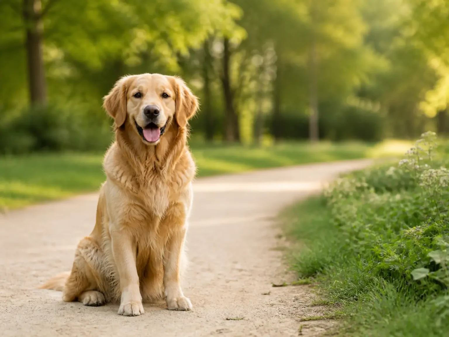 Glücklicher Hund bei einem Spaziergang im Park